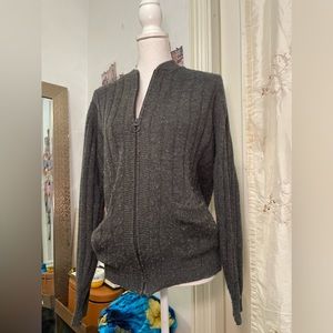 Grey knit zip up